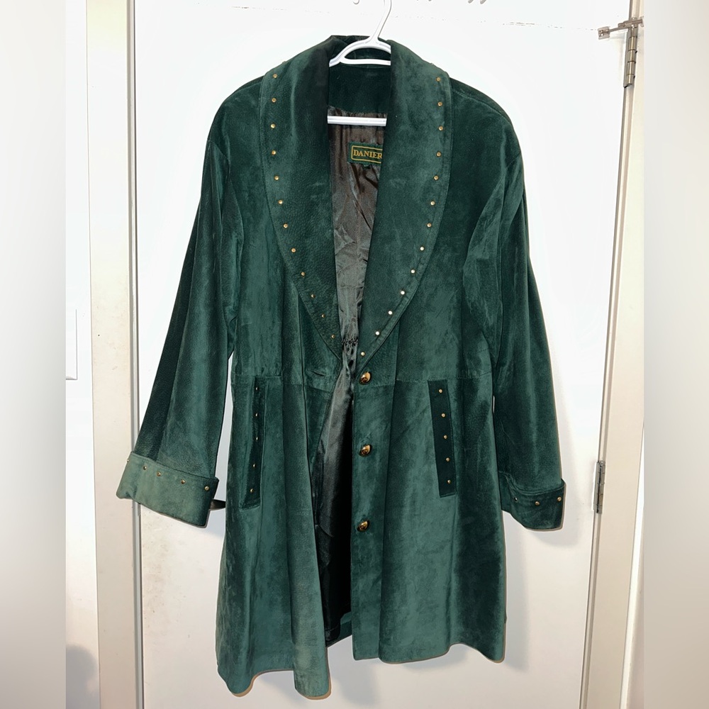 Danier Dark Green Suede Studded Coat